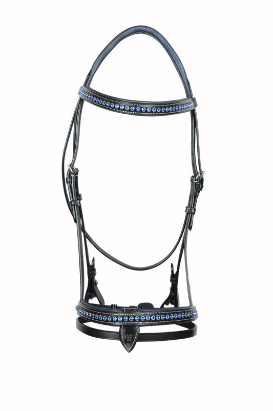 Blue Crystal Studded Fancy Leather Show Bridle