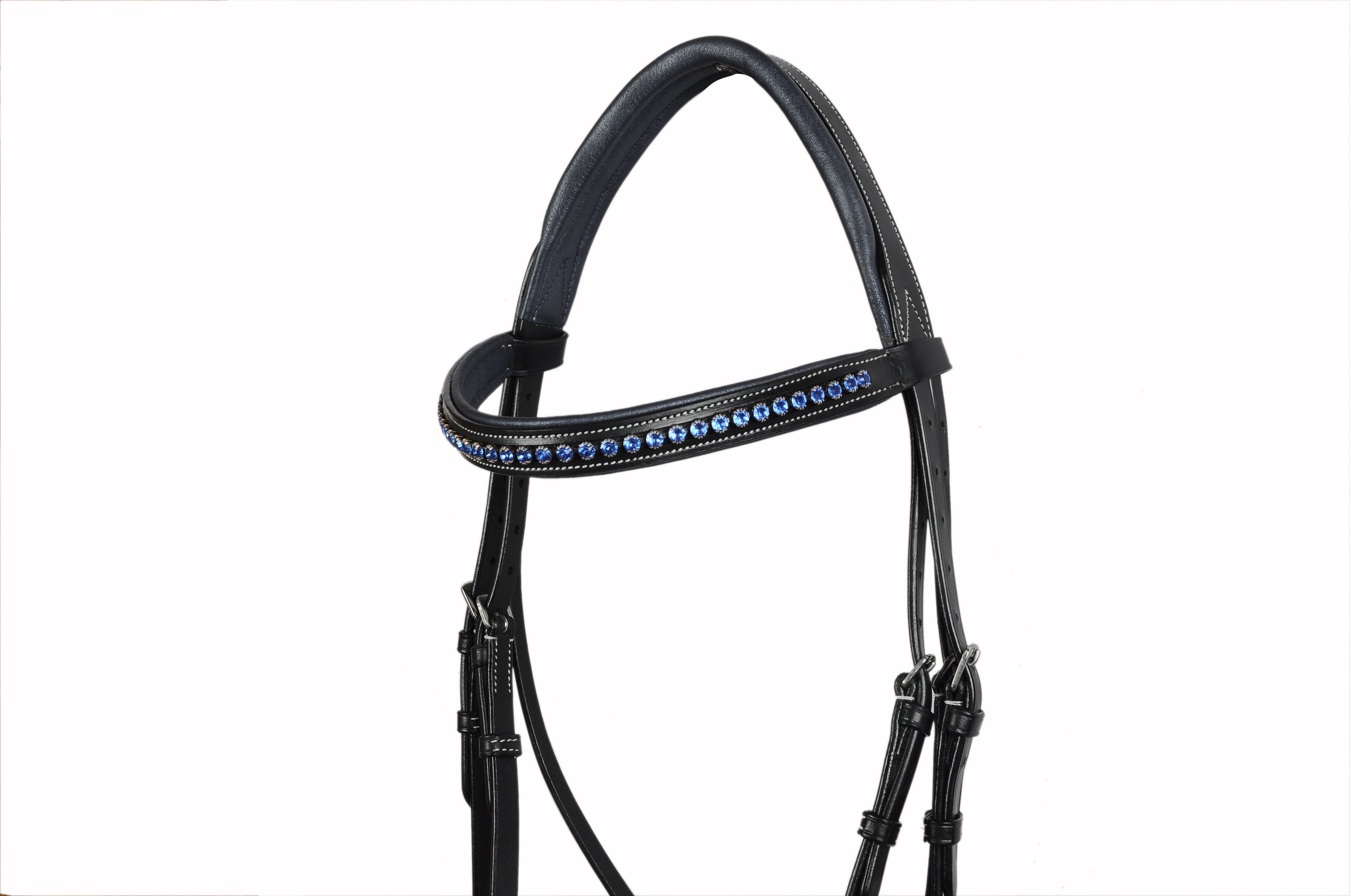 Blue Crystal Studded Fancy Leather Show Bridle