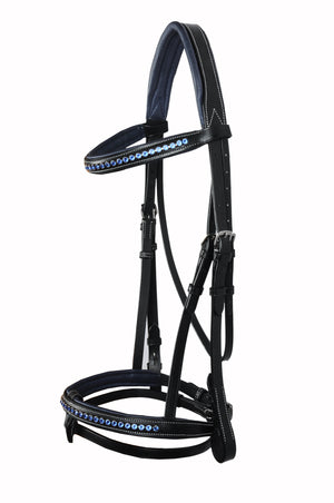 Blue Crystal Studded Fancy Leather Show Bridle