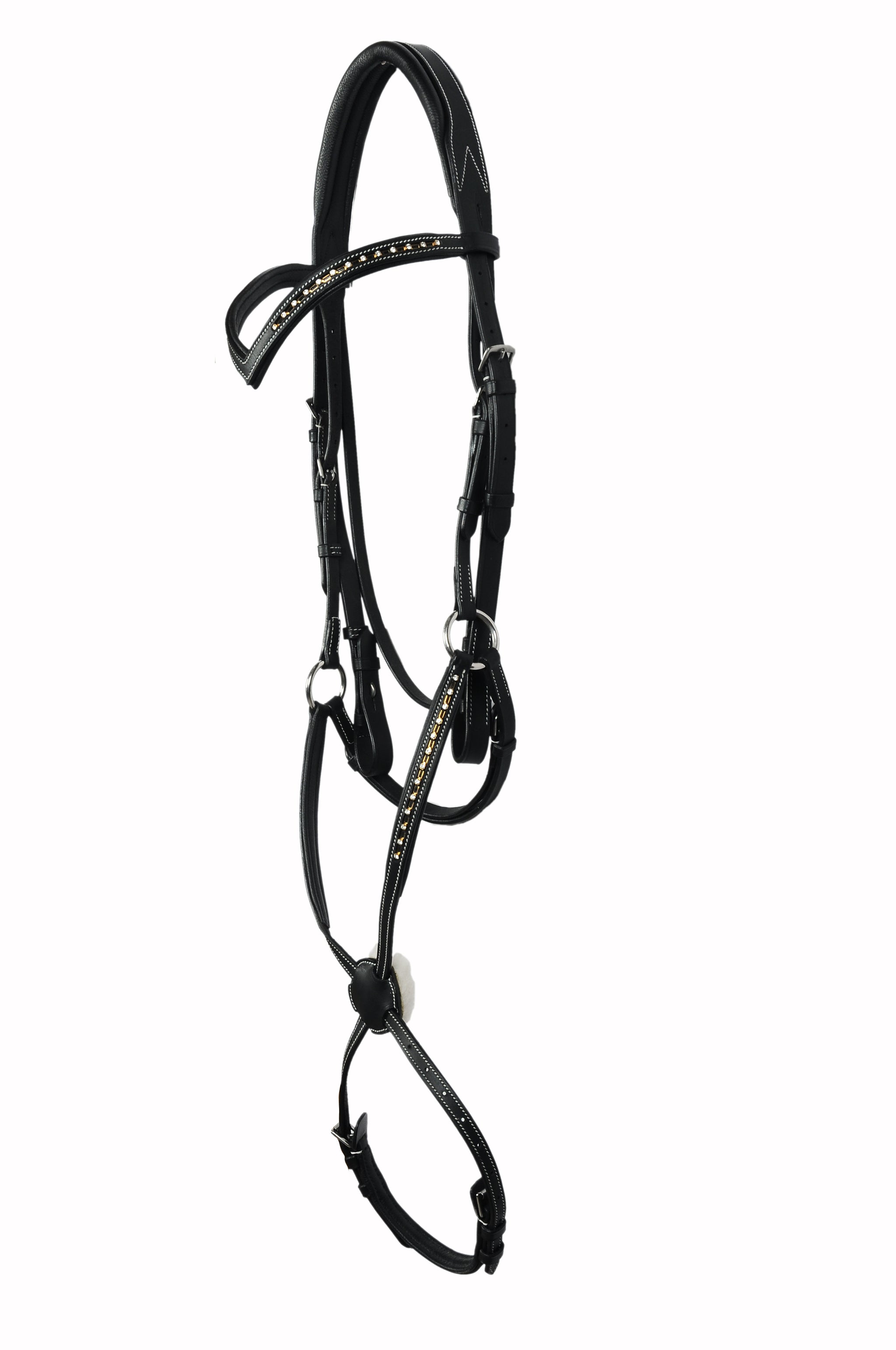 Single Row Crystal Leather Padded Bridles