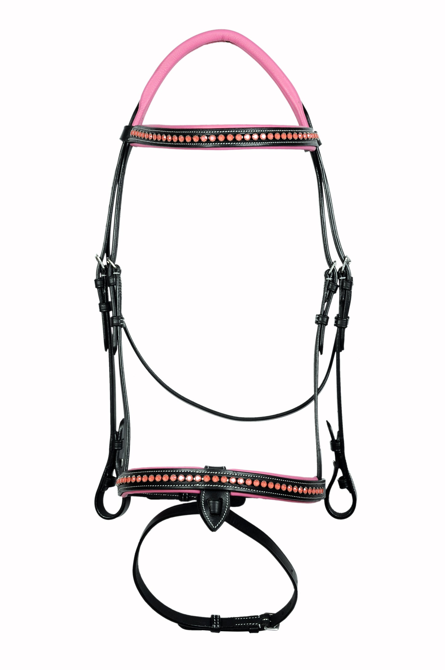 Pink Crystals Single Row Leather Show Bridle