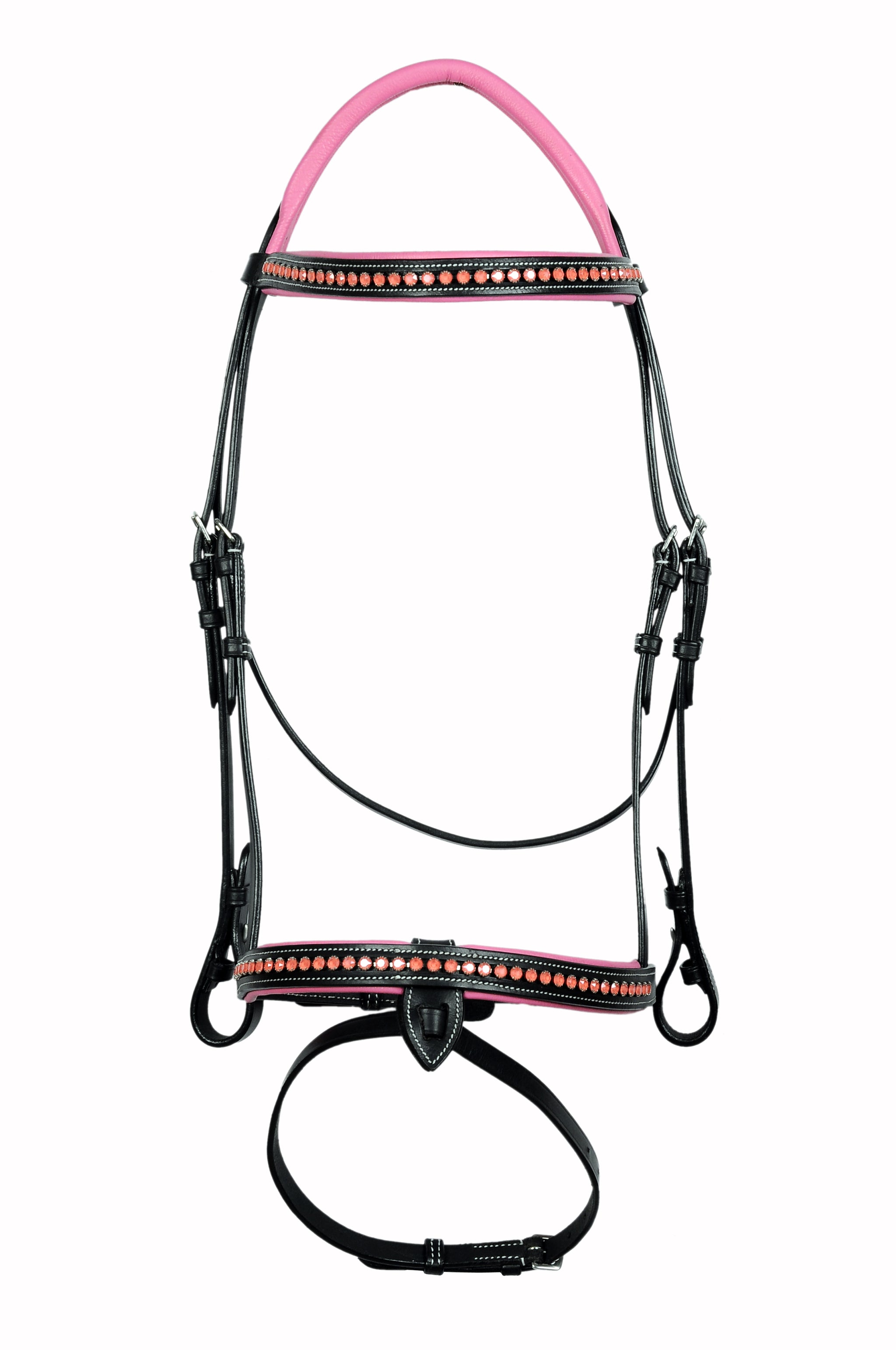 Pink Crystals Single Row Leather Show Bridle