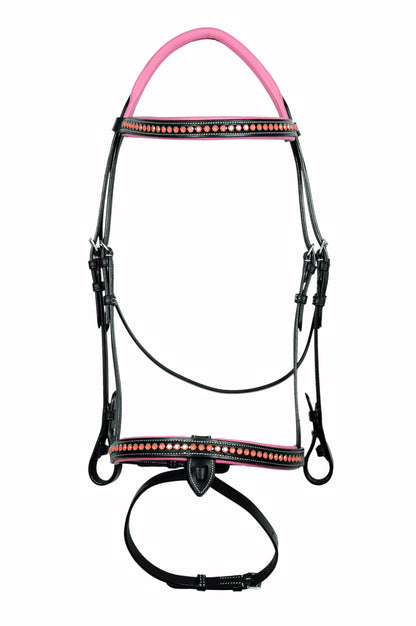 Pink Crystals Single Row Leather Show Bridle