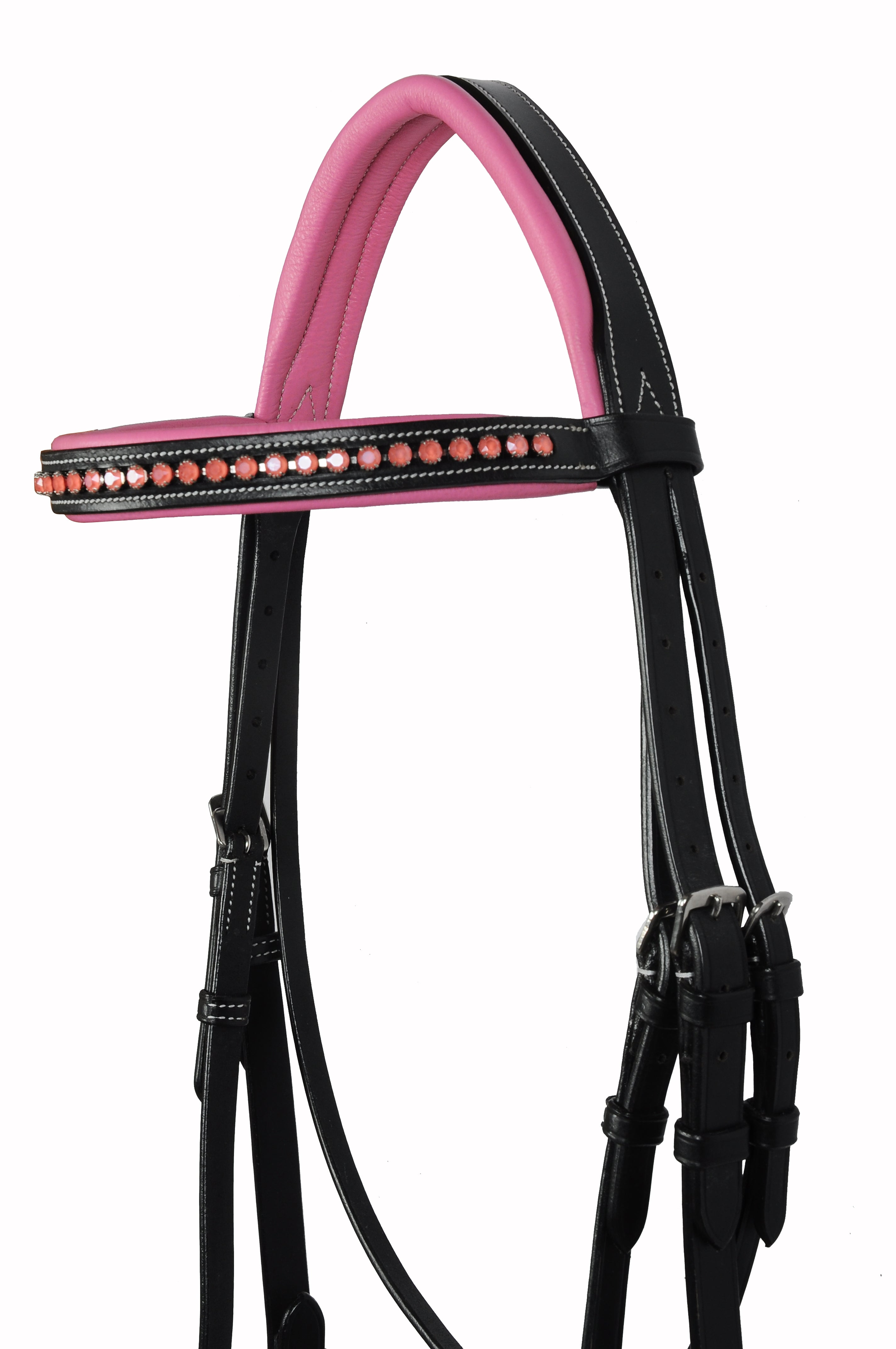 Pink Crystals Single Row Leather Show Bridle