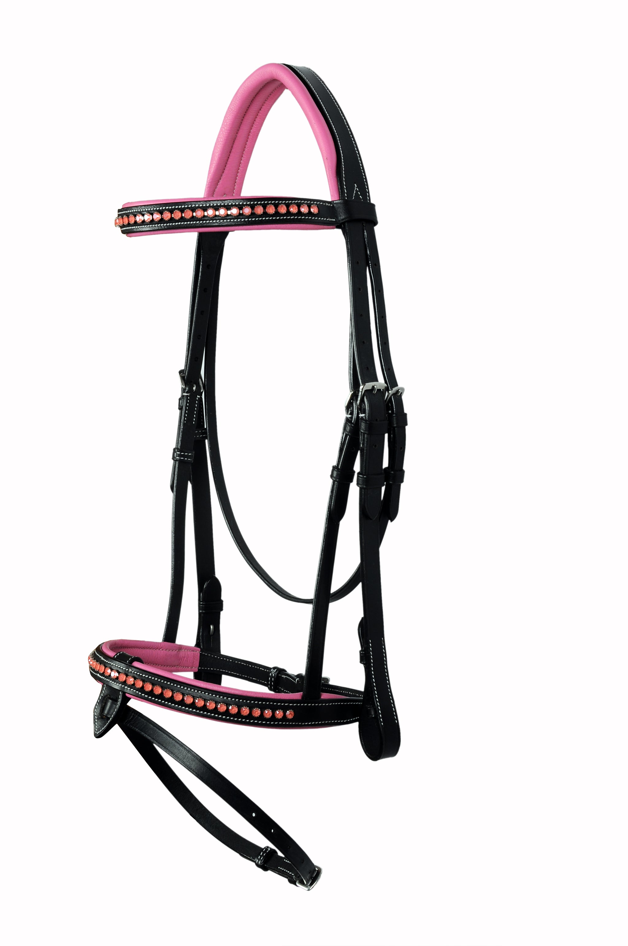 Pink Crystals Single Row Leather Show Bridle