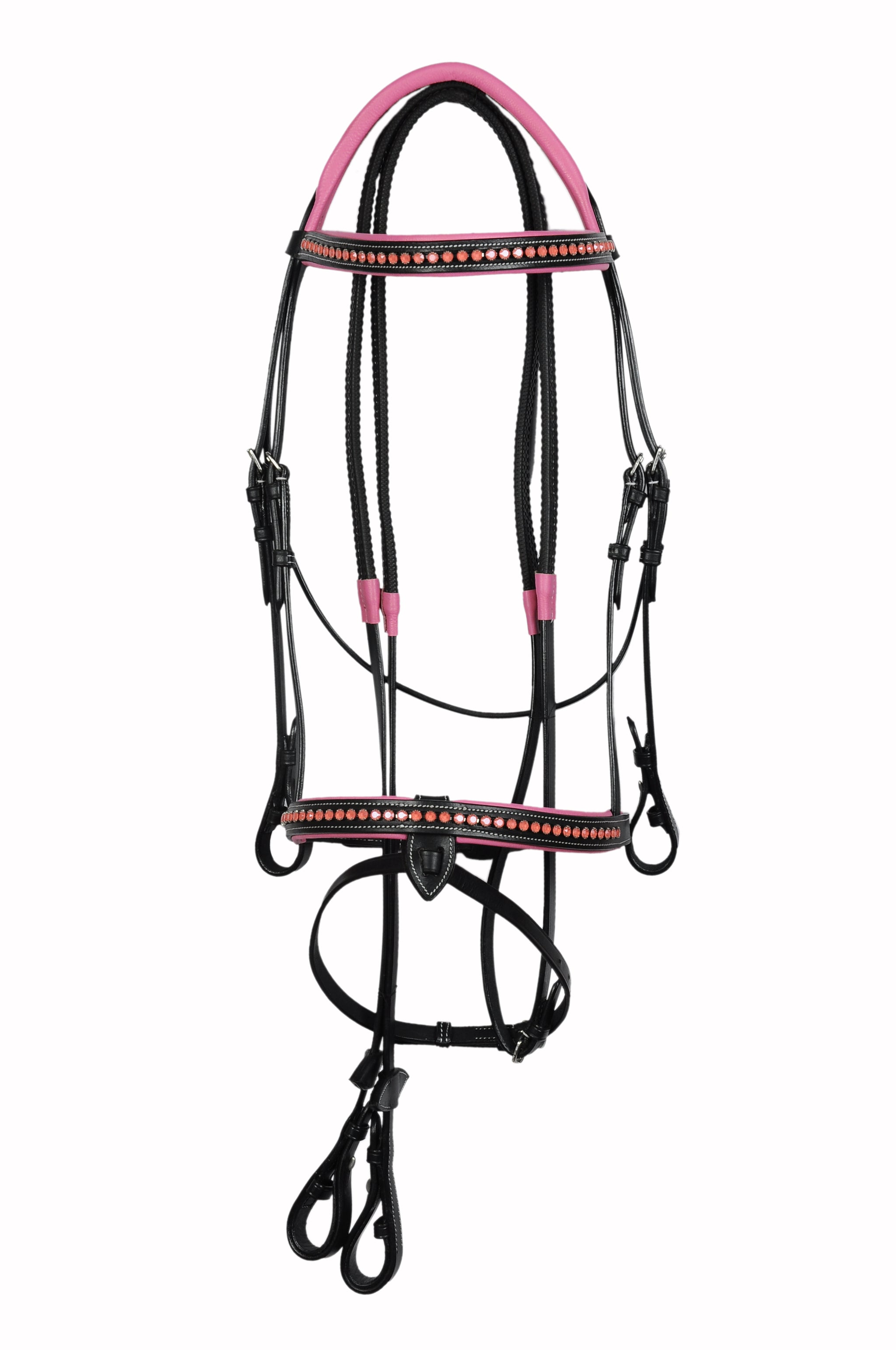 Pink Crystals Single Row Leather Show Bridle