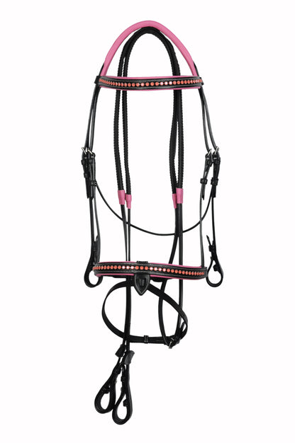 Pink Crystals Single Row Leather Show Bridle