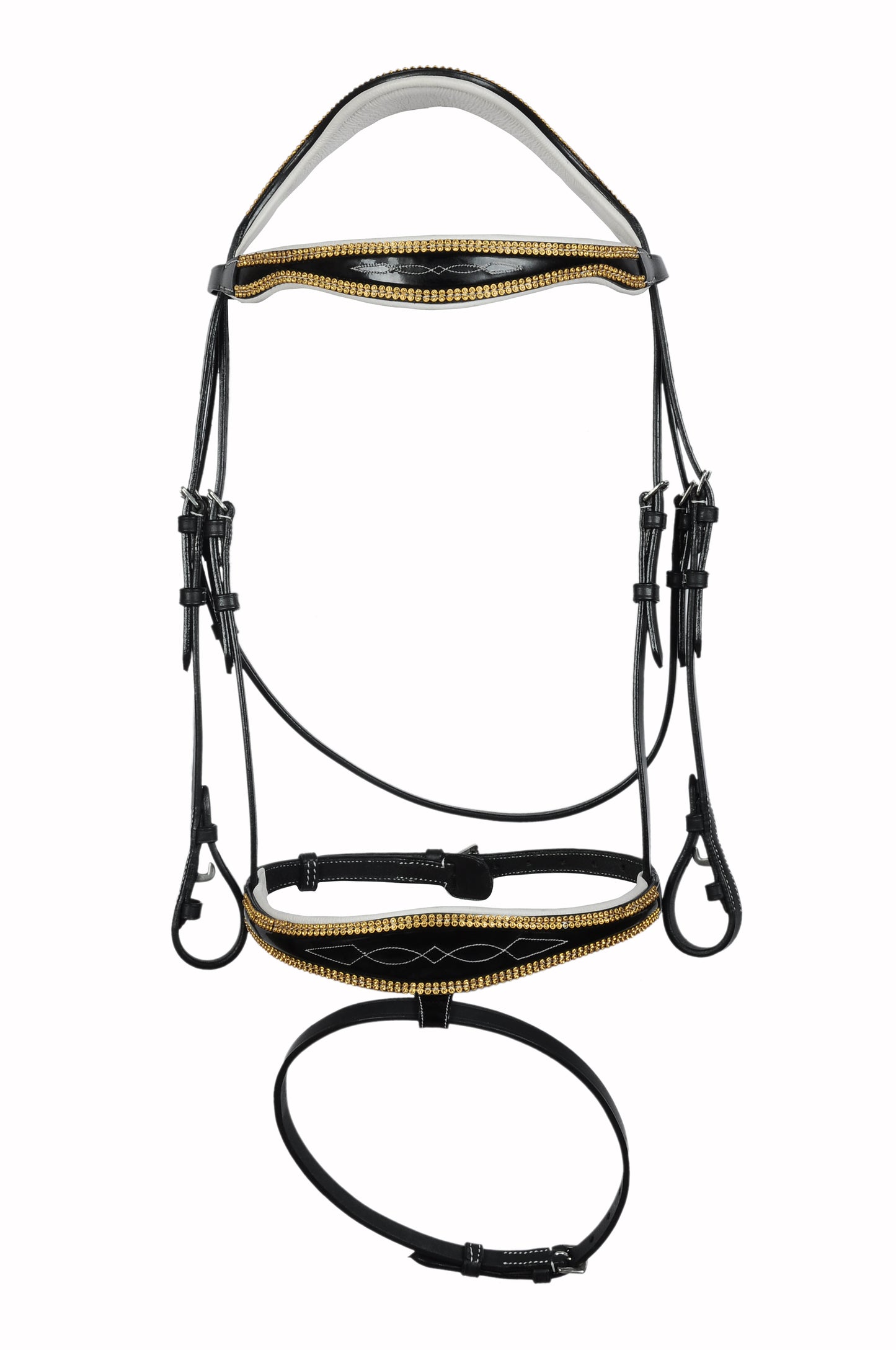 Unique Gold Sequinned Fancy Stitched Leather Bridle