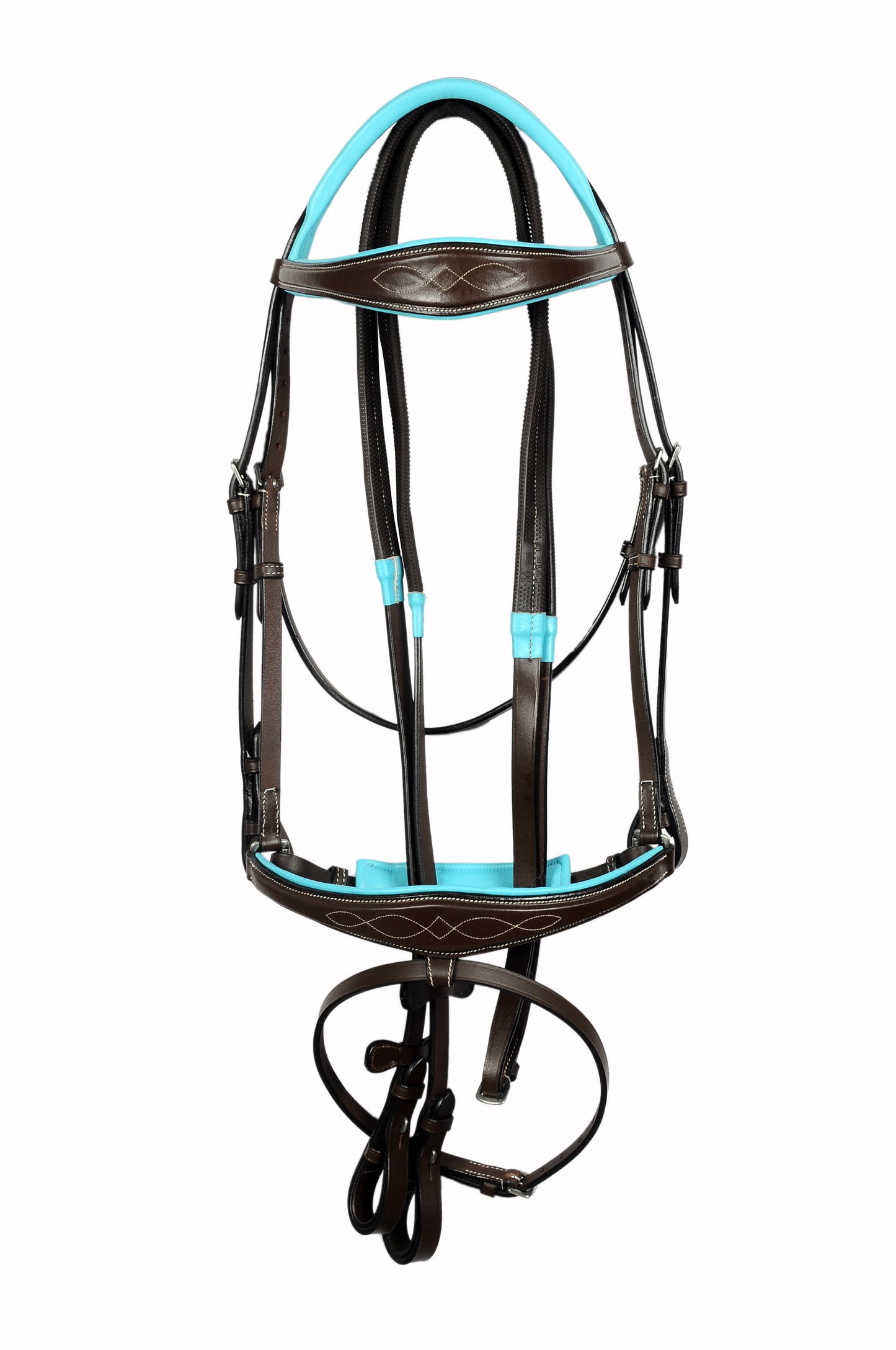Teal Padded Fancy Stitch Anatomic Classic Leather Show Bridle