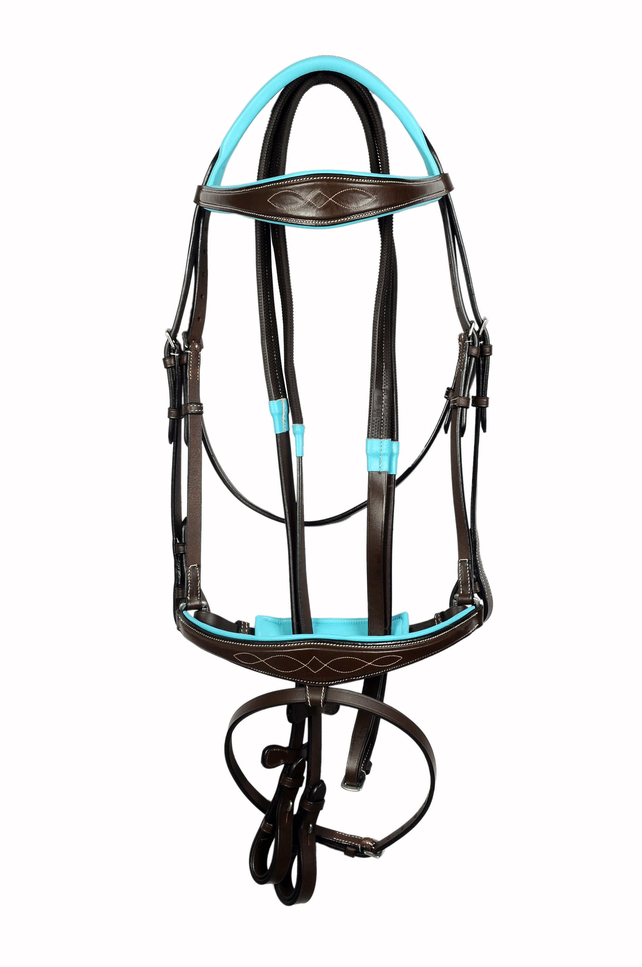 Teal Padded Fancy Stitch Anatomic Classic Leather Show Bridle