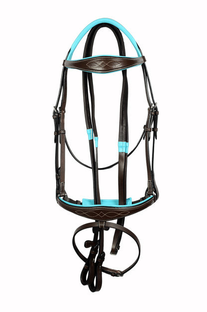 Teal Padded Fancy Stitch Anatomic Classic Leather Show Bridle