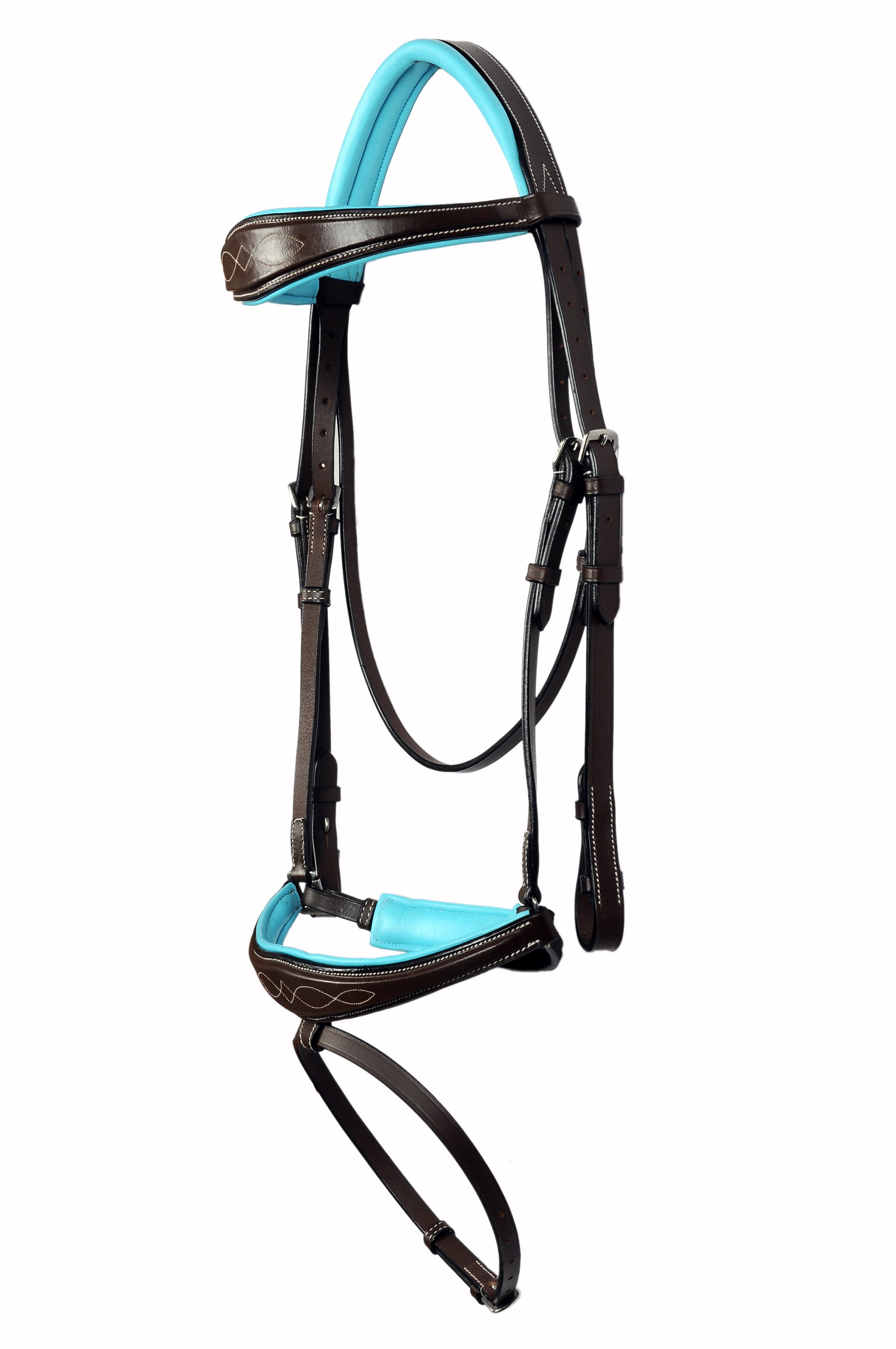 Teal Padded Fancy Stitch Anatomic Classic Leather Show Bridle