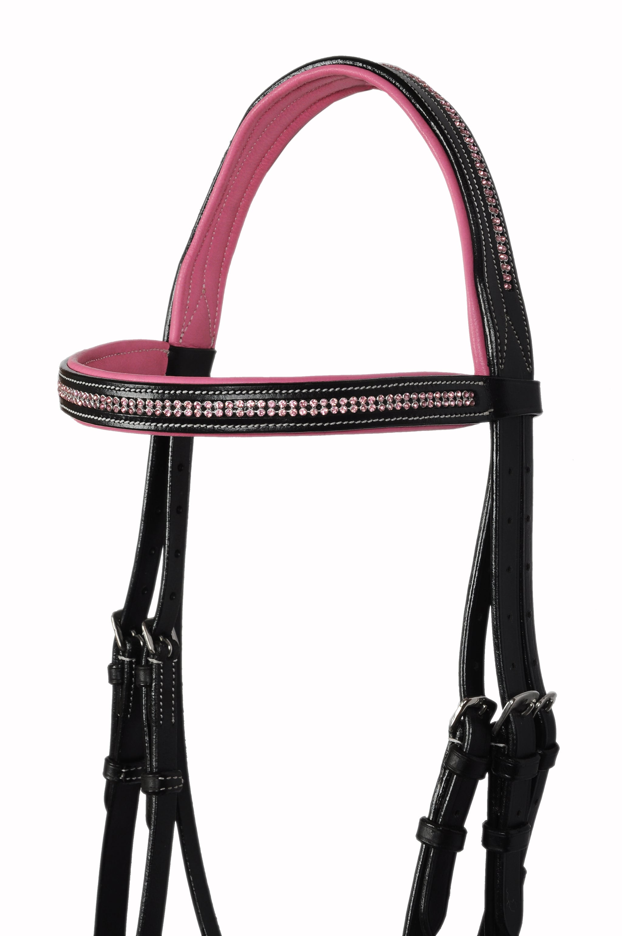 Two Row Crystal Leather Padded Bridles