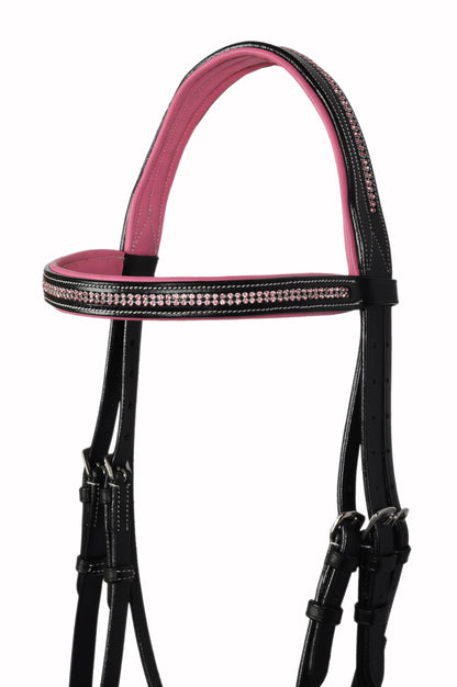 Two Row Crystal Leather Padded Bridles