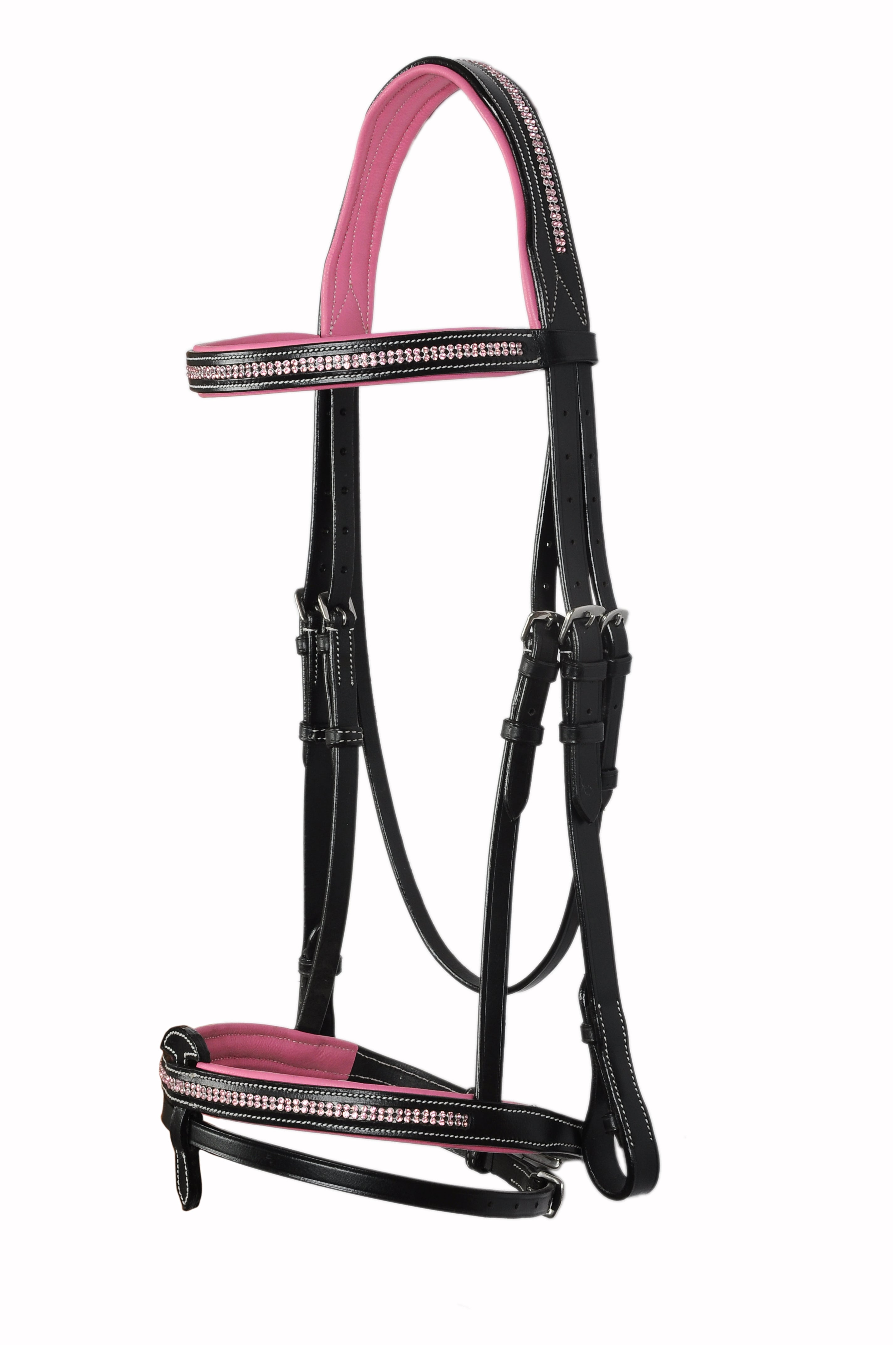 Two Row Crystal Leather Padded Bridles