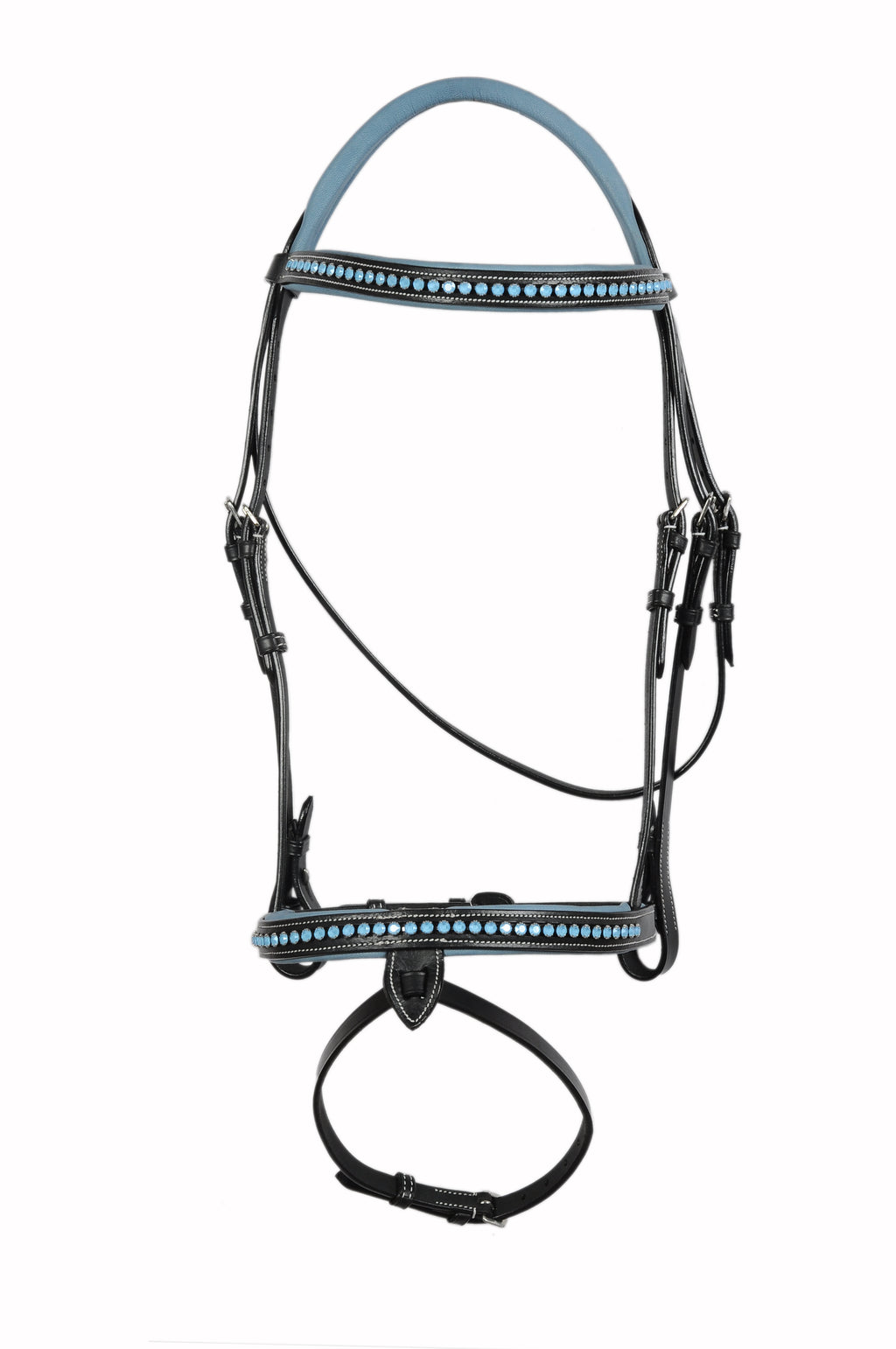 Blue Crystals Single Row Leather Show Bridle
