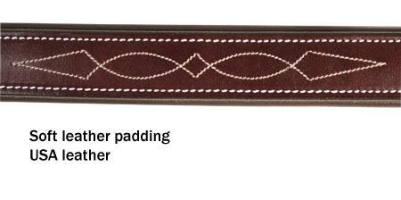Padded Fancy Stitch Dog Collar USA Leather
