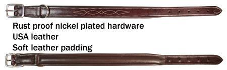 Padded Fancy Stitch Dog Collar USA Leather