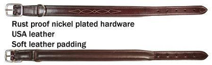 Padded Fancy Stitch Dog Collar USA Leather