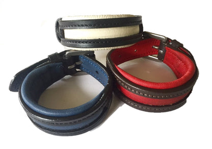 Empty Channel Inlay Leather Padded Dog Collars 5 pcs.