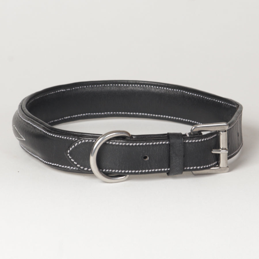 Fancy Stitch Leather Padded Dog Collar