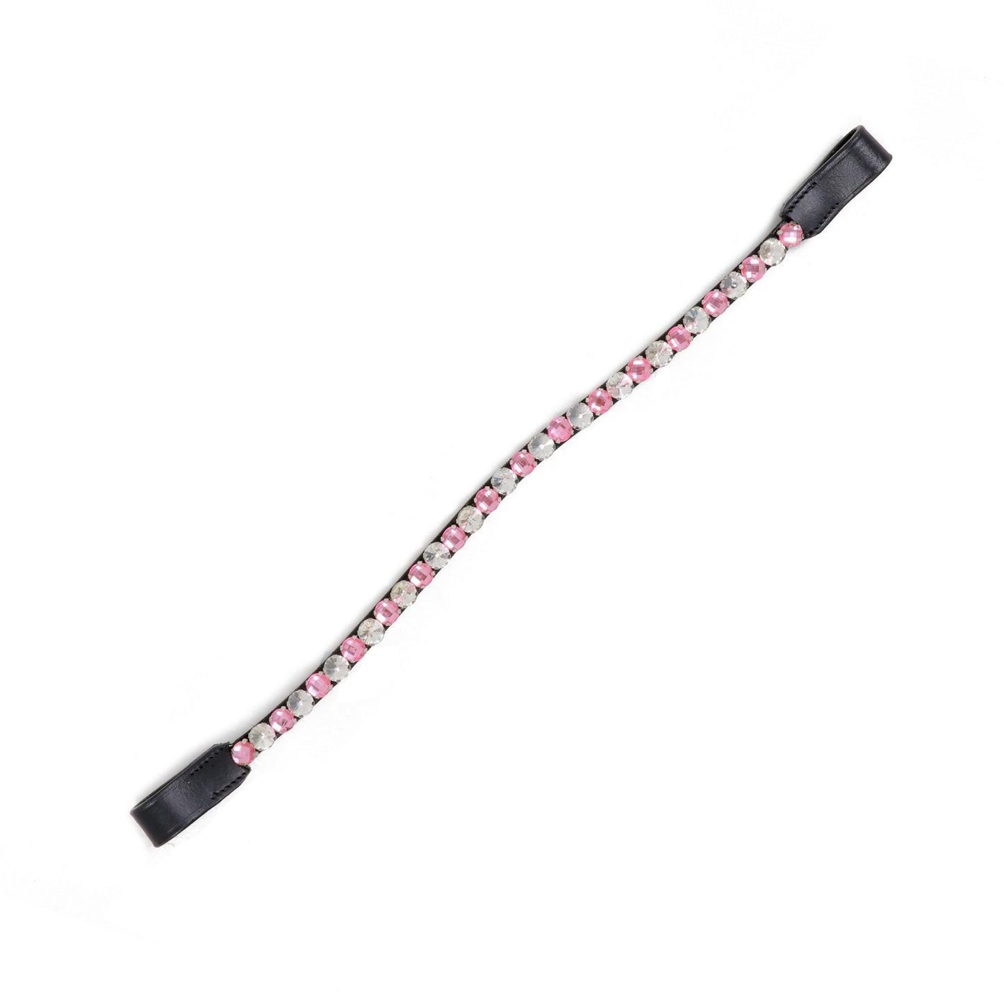 Dual tone Pink & Clear Crystal Leather Horse Browbands / Browband