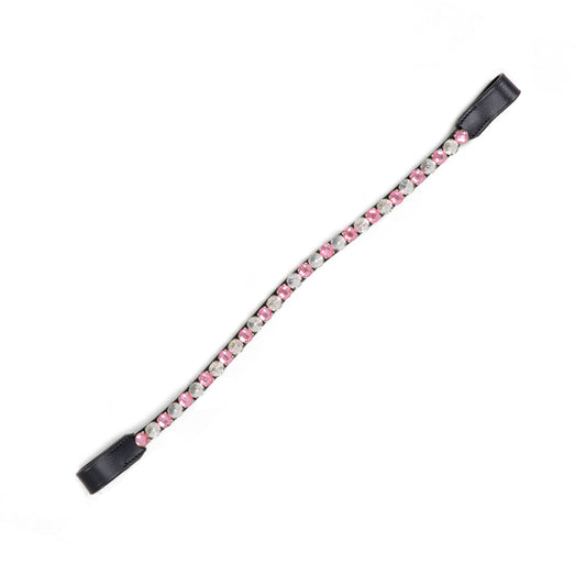 Dual tone Pink & Clear Crystal Leather Horse Browbands / Browband