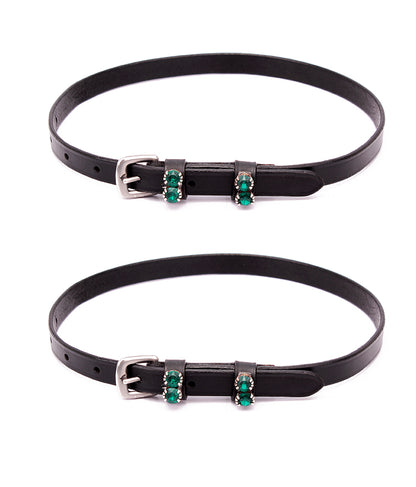 Emerald Swarovski Crystal Leather Spur Straps