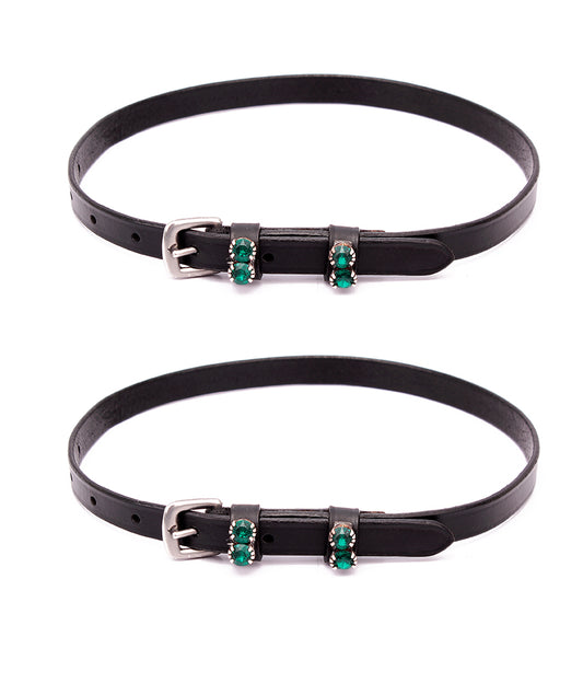 Emerald Swarovski Crystal Leather Spur Straps