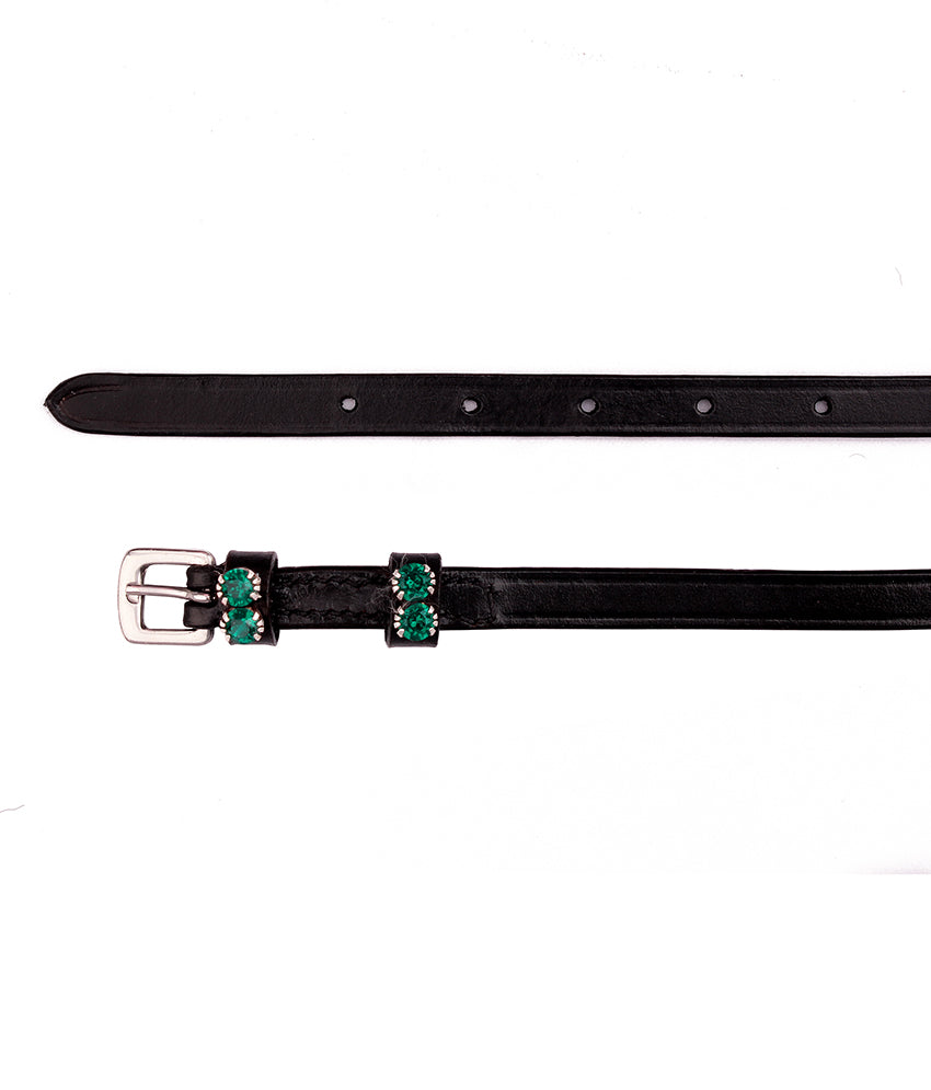 Emerald Swarovski Crystal Leather Spur Straps