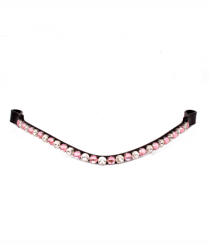 Dual tone Pink & Clear Crystal Leather Horse Browbands / Browband
