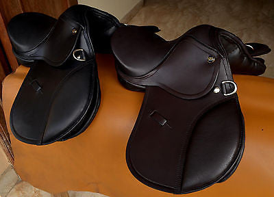 English Jumping Leather Horse Pony Saddle 10'' and 12'' for Kids