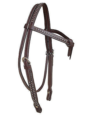 USA Leather Headstall, Knotted, decorated with Spots - SADDLES EHS