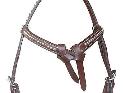 USA Leather Headstall, Knotted, decorated with Spots - SADDLES EHS