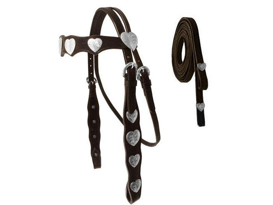 Silver Hearts Concho Headstall with reins