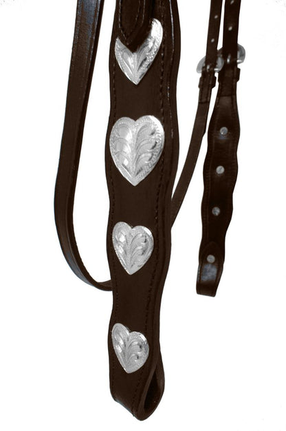 Silver Hearts Concho Headstall with reins