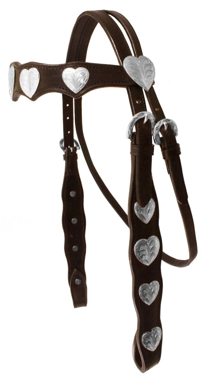 Silver Hearts Concho Headstall with reins