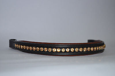 SIE - Swarovski Crystals Light Gold Single Line  Browband SADDLES EHS