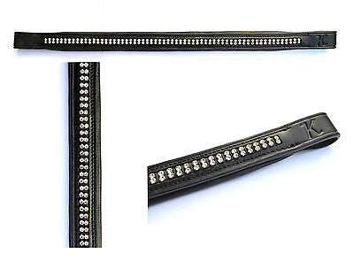 Two Row Crystal Padded USA Leather Horse & Pony Browband