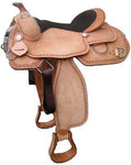 Natural USA Leather Roughout western tahoe saddle 16'' Closeout