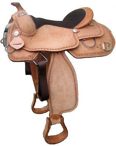 Natural USA Leather Roughout western tahoe saddle 16'' Closeout