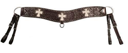Sunspots Floral Tooled Cross Inlaid Tripper Collar