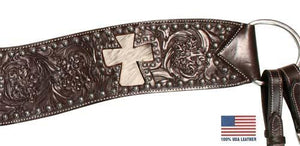 Sunspots Floral Tooled Cross Inlaid Tripper Collar