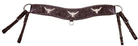 Sunspots Floral Tooled Longhorn Inlaid Tripper Collar