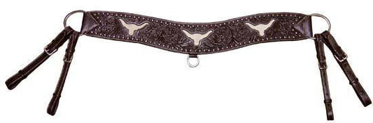 Sunspots Floral Tooled Longhorn Inlaid Tripper Collar