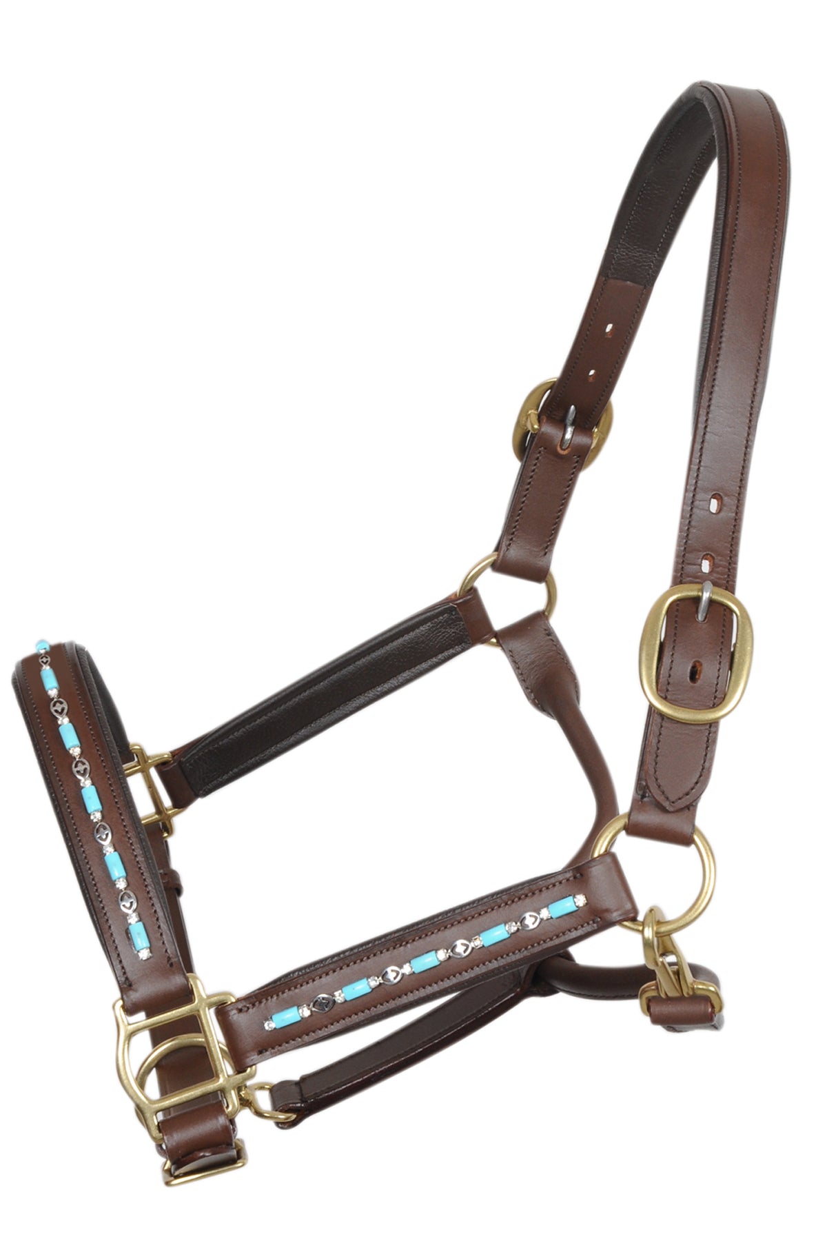 Turquoise Beaded Leather Padded Show Horse  Halters / Halter