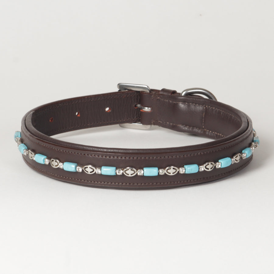 Turquoise Beaded Leather Pet / Dog Collars