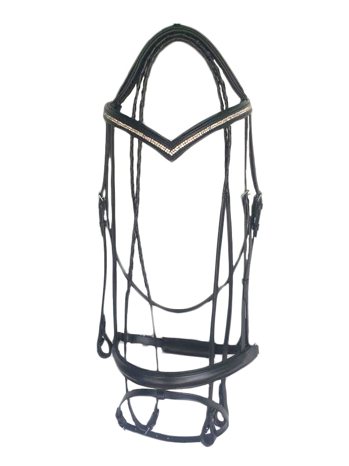 Two row crystal leather padded Bridles with laced reins
