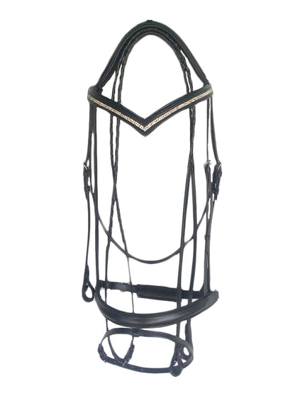 Two row crystal leather padded Bridles with laced reins