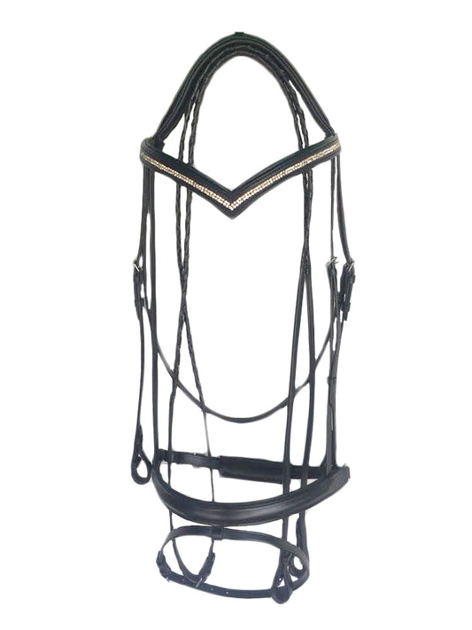 Two row crystal leather padded Bridles with laced reins